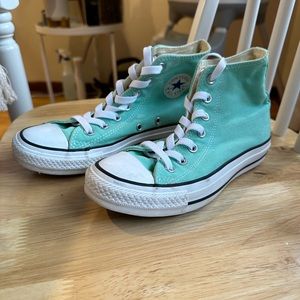 Converse Tiffany blue high top. Size 6 in excellent condition.